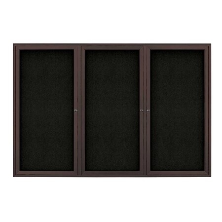 United Visual Products Sliding Door Indoor Enclosed Corkboard, 9 UV9030ACSH-GOLD-AMETHY